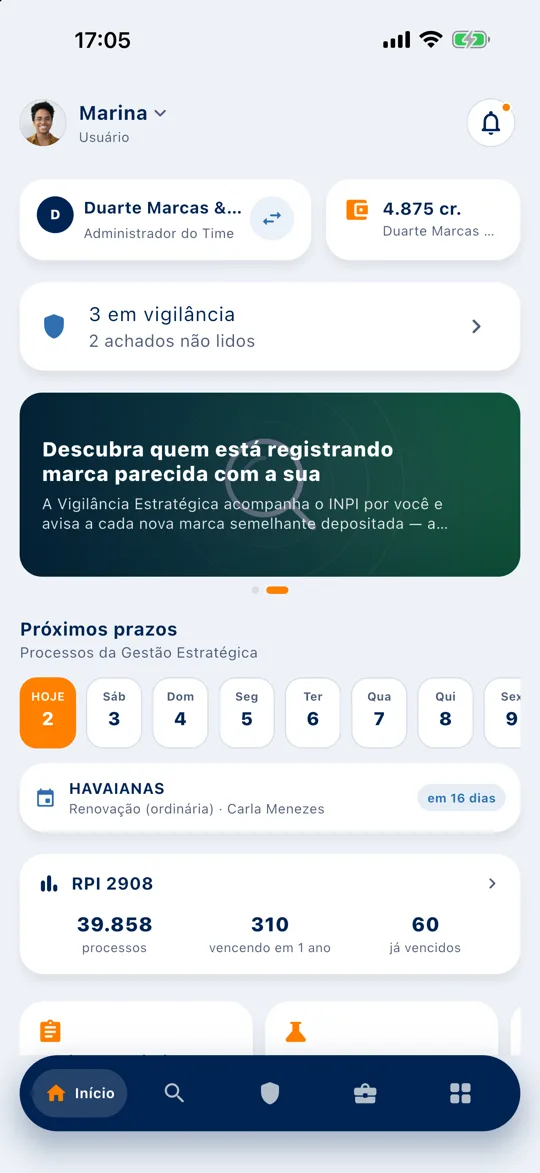 Tela inicial do app Seção V