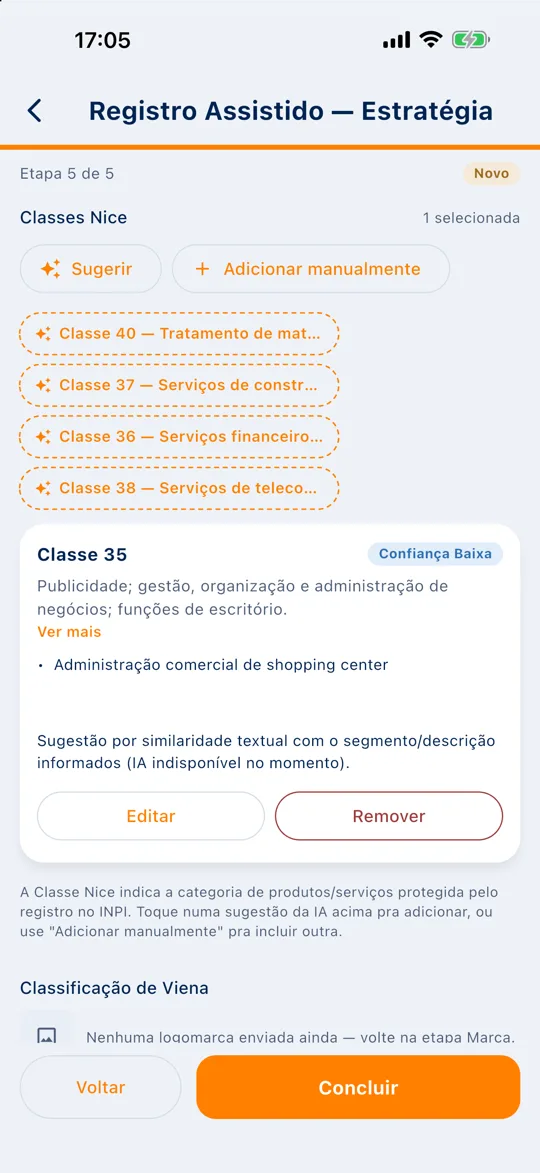 Tela Registro assistido do app Seção V